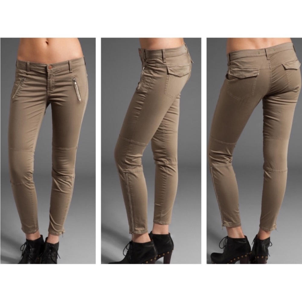 J Brand Agnes Satin Zip Skinny Pant Taupe